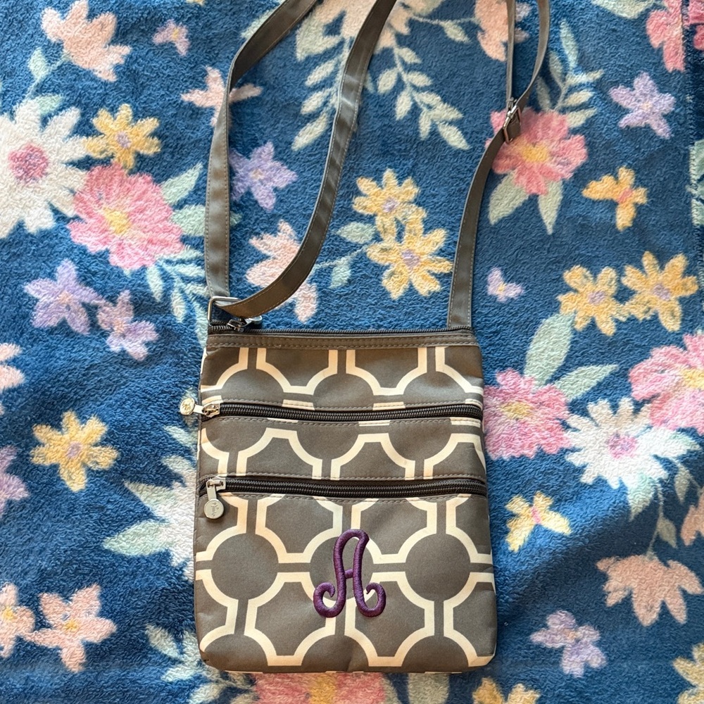 Stylish Gray Patterned Crossbody Bag- A